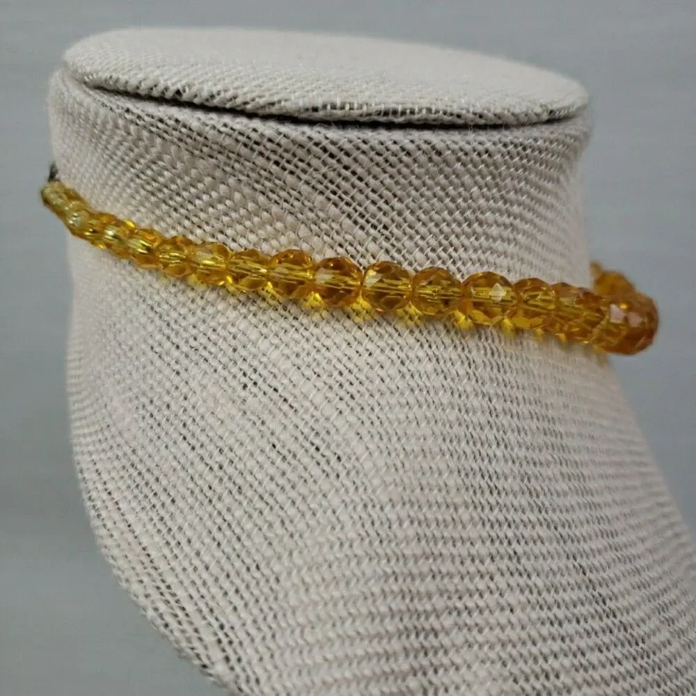 VTG Canary Yellow Faceted Graduated Glass Bead 13.5